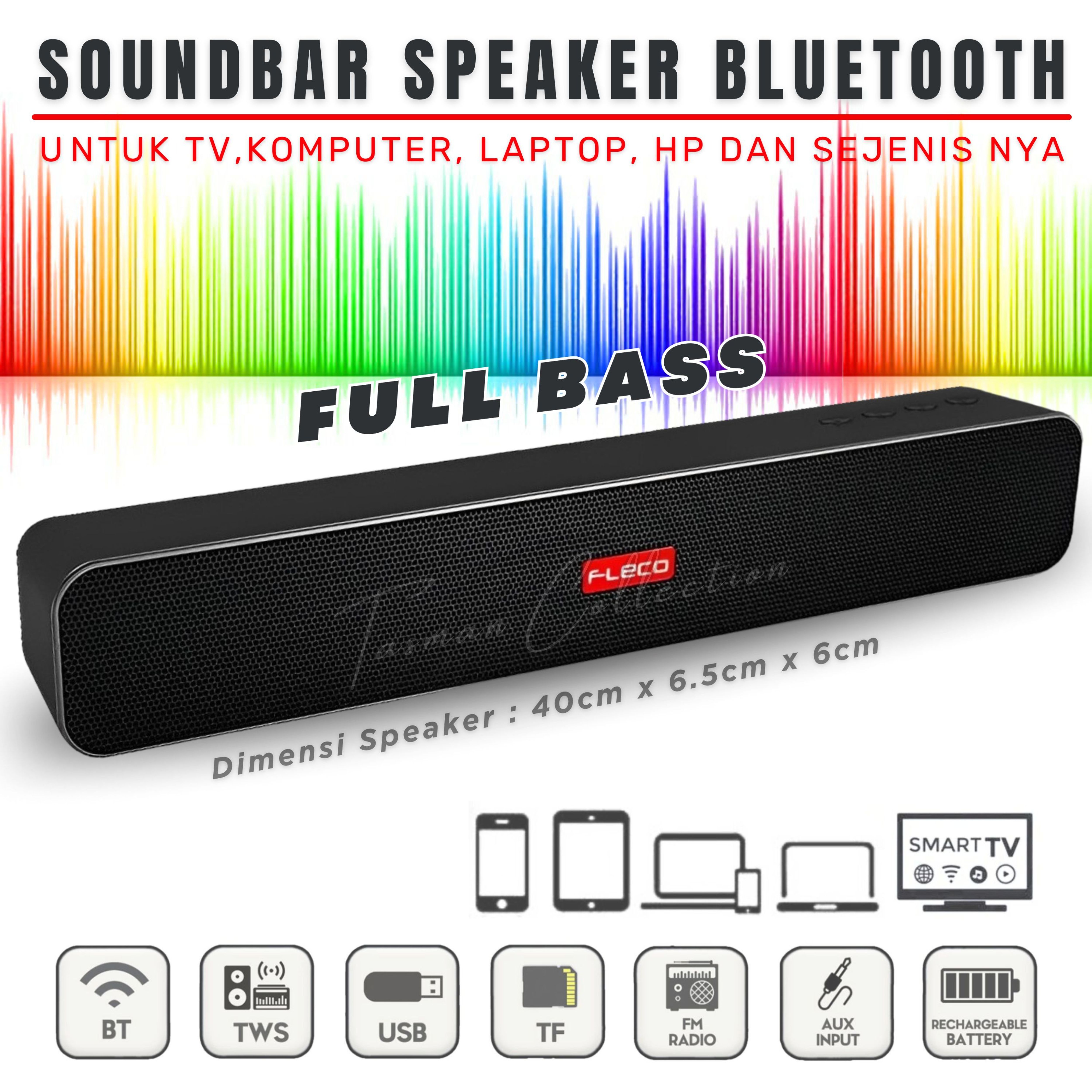 Full Bass Bluetooth Tv Speaker, Laptop, Computer, Hp Soundbar Fleco F-1607 /Sn-552 Bt Bluetooth Speaker USB Aux Computer |   Super Bass Active Speaker |   Active Super Bass Speaker |   Speaker Length 40cm |   Smart Tv Speaker |   Cheap Laptop Speakers - Merek BMstore Harga 92,000 rupiah*Gratis Ongkir
