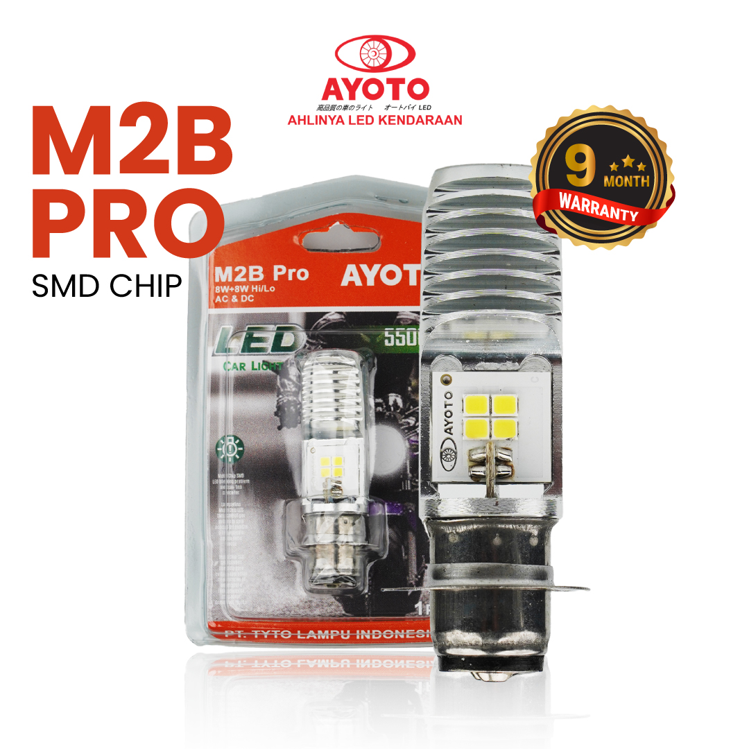 1 Buah Lampu Motor LED AYOTO M2B Pro H6 Hi/Lo 8W+8W AC DC PNP / TINGGAL PASANG Harga 49,900 rupiah*Gratis Ongkir