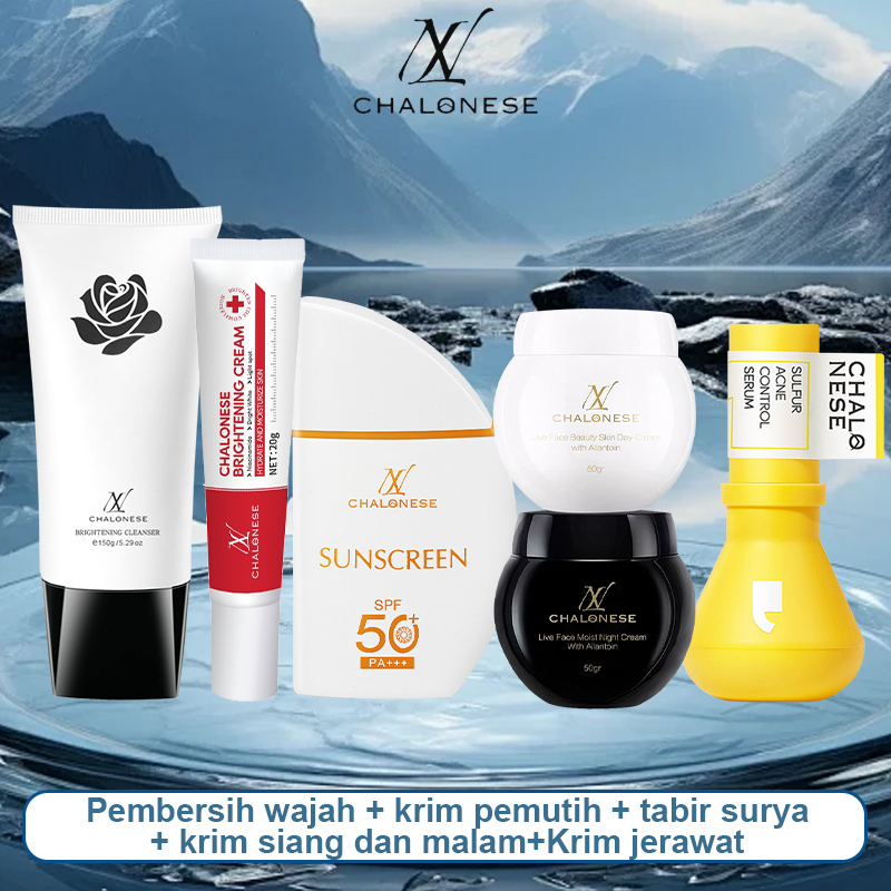 CHALONESE Komplit Paket Skincare Premium - Pencerah Kulit, Perawatan Anti-Acne & Whitening, SPF 50+, BPOM