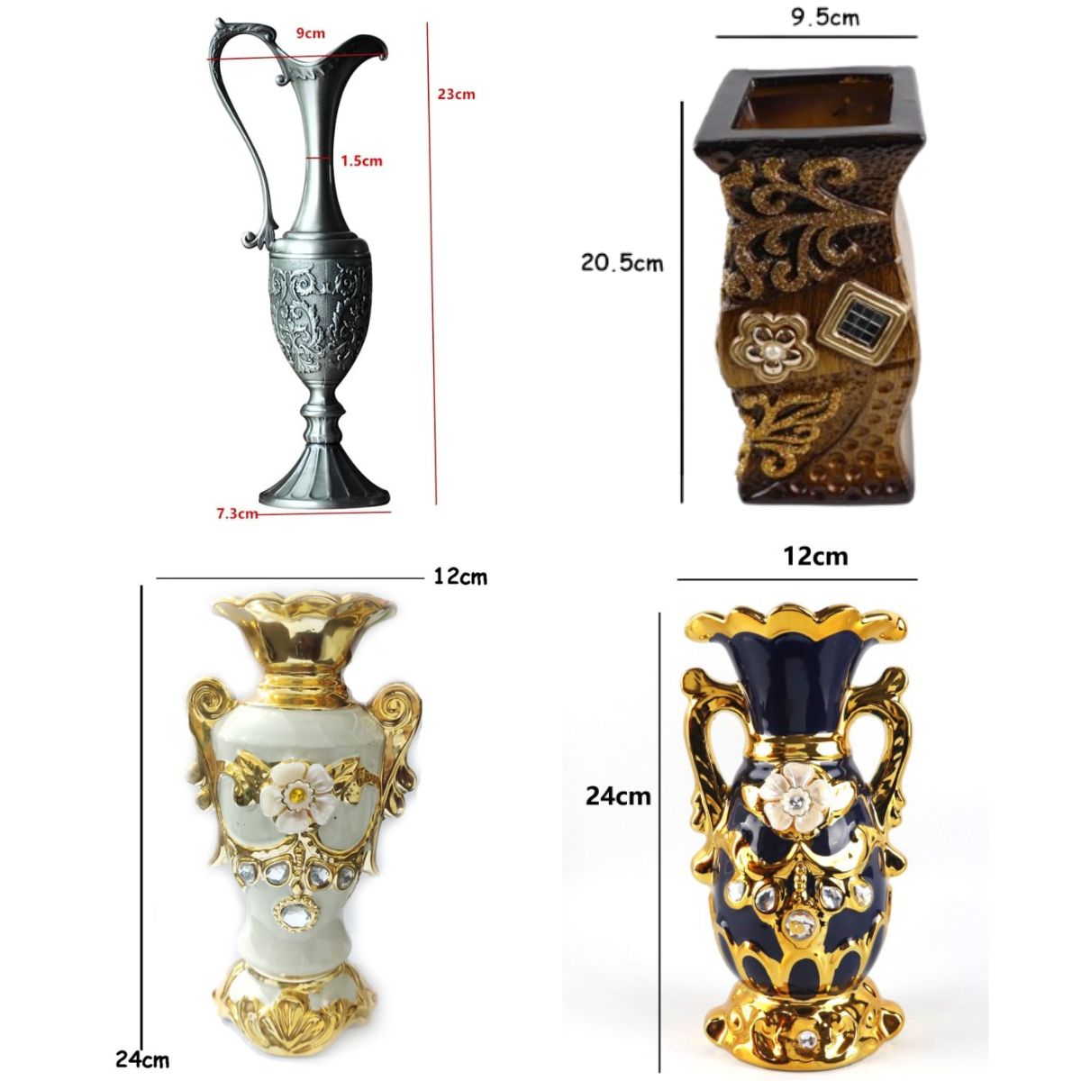 Vas Bunga Keramik Gold/Silver 24cm