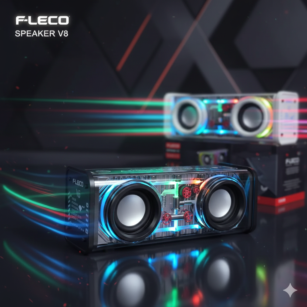 Portable Speaker V8 dual Bluetooth led Bisa pairing connect langsung 2 speaker - Merek Fleco Harga 99,950 rupiah*Gratis Ongkir