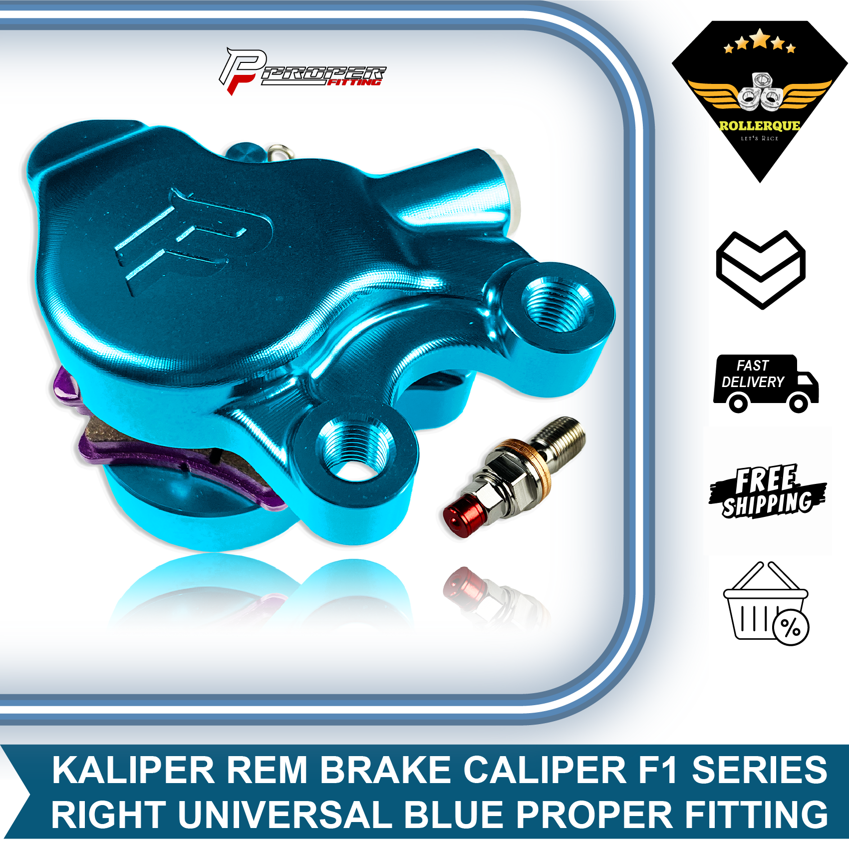 Motorcycle Brake Caliper Right Disc 2 Piston 2P Axial F1 Series Blue Blue Proper Fitting Harga 766,500 rupiah*Gratis Ongkir