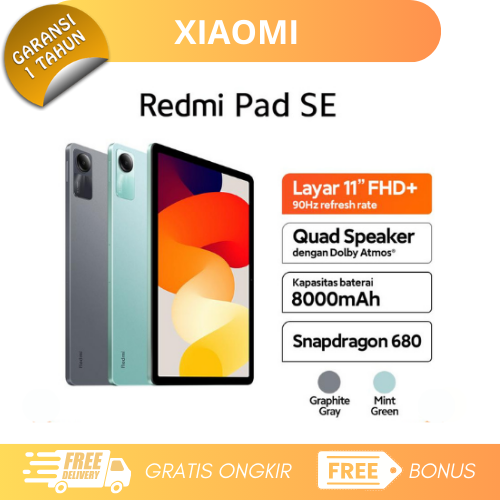 Xiaomi Redmi Pad Se 4/128Gb - Qualcomm Snapdragon 68 - Ips Lcd Harga 1,635,000 rupiah*Gratis Ongkir