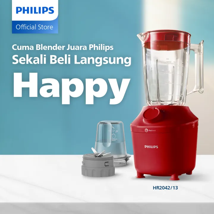 Philips Plastic Blender 1 Liter - 3000 Series Hr2042/13 - Juice Blender - Juicer Blender - Best Blender - Multi-Purpose Blender - Dry Mill - Red Harga  415,000 rupiah*Gratis Ongkir