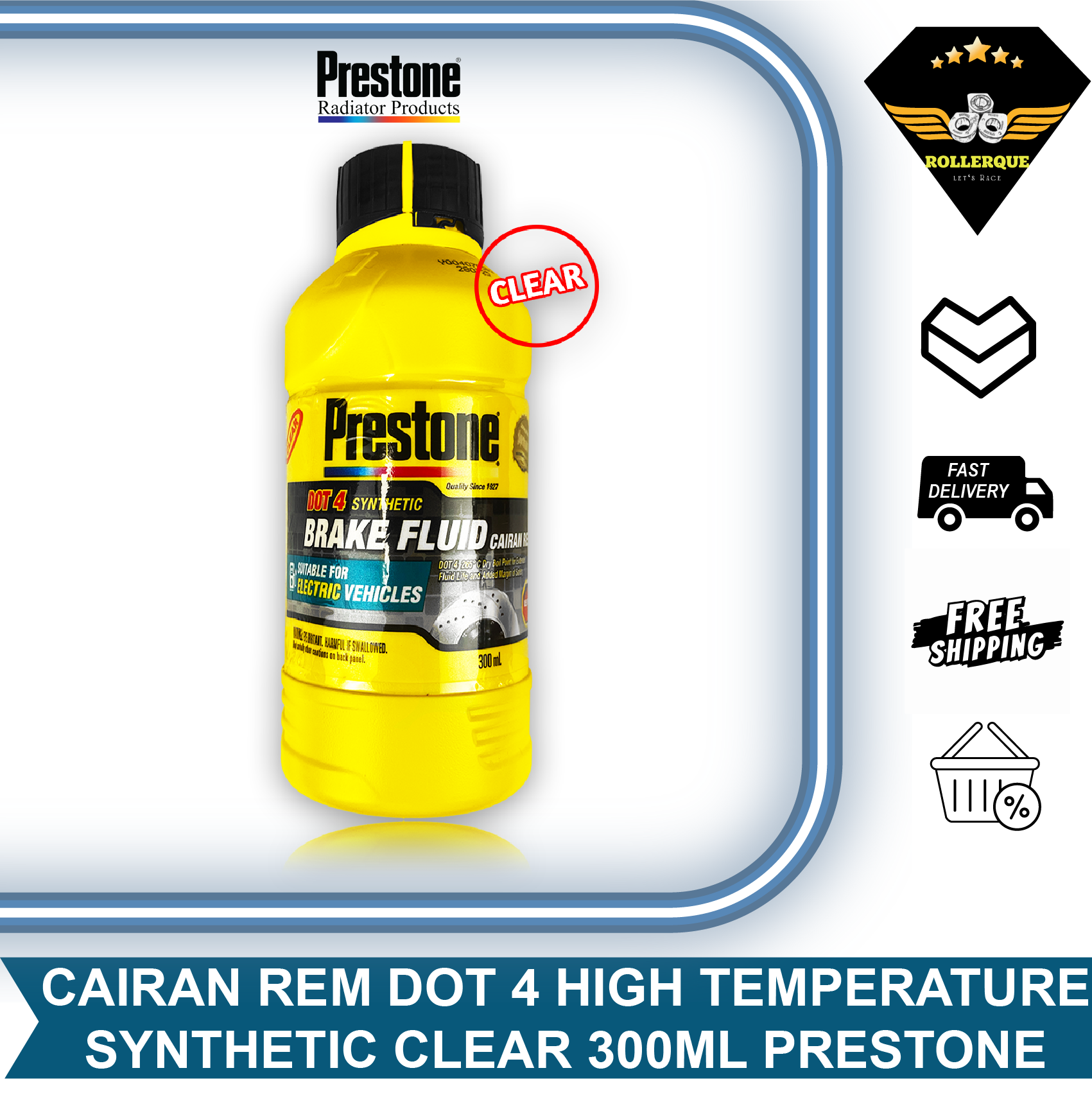 Dot 4 Brake Fluid Clear Color 300ml Prestone Harga 11,286 rupiah*Gratis Ongkir