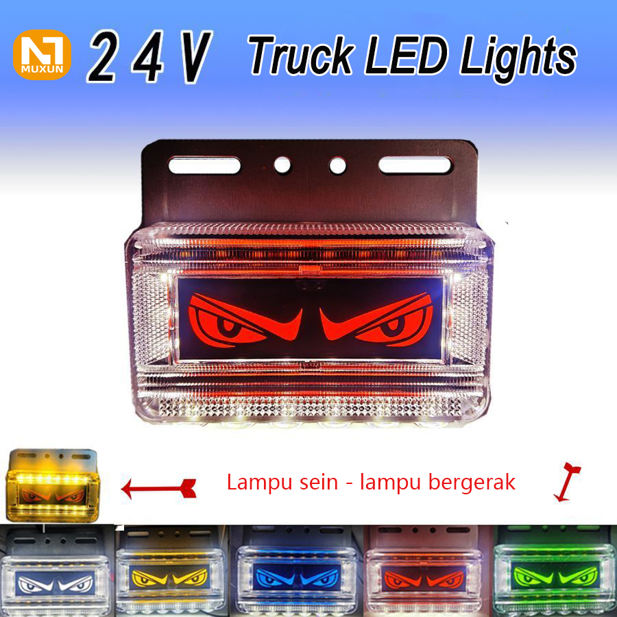 24V Cargo Truck Led Side Lights Devil Eye Trailer Tail Lights Turn Signal Lights Distance Lights Super Bright Brake Lights Harga 37,999 rupiah*Gratis Ongkir
