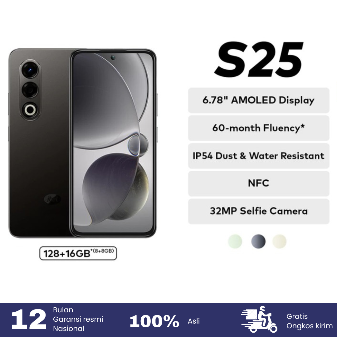 itel s25 8/128 garansi resmi Harga 1,845,000 rupiah*Gratis Ongkir