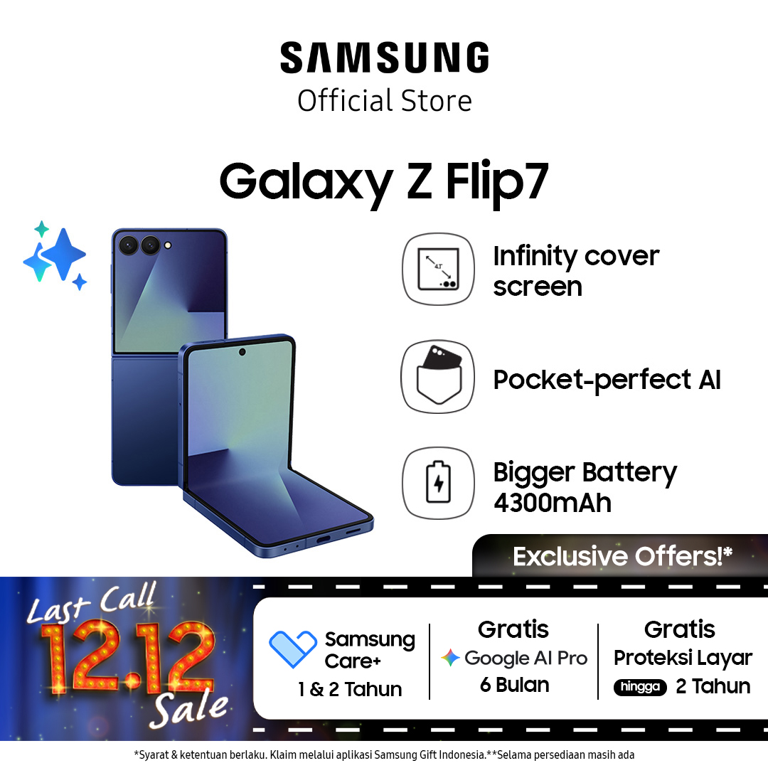 Samsung Galaxy Z Flip7 12/256Gb - Ai Smartphone | Foldable Cellphone | 50Mp Camera | 4300Mah Harga  17,999,000 Ringgit*Penghantaran Percuma