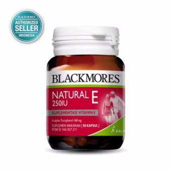 Gambar Blackmores Natural E 250 IU BPOM Kalbe 50 s   Vitamin E, Antioksidan, Obat Kolestrol, Suplemen Kulit, Penangkal Radikal Bebas, Vitamin Kulit, Anti Aging, Anti Penuaan Dini, Mencegah Keriput, Flek Hitam, Jerawat, Meningkatkan Kesuburan Wanita dan Pria