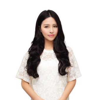 Satu potong klip 5 klip di sintetis rambut manusia ekstensi rambut ikal panjang .