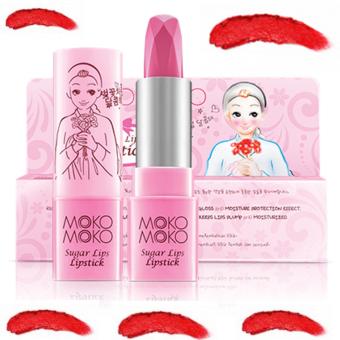 Gambar Moko Moko Sugar Lips Lipstick Satin Creamy Red Hasil Creamy Korean Lipstick