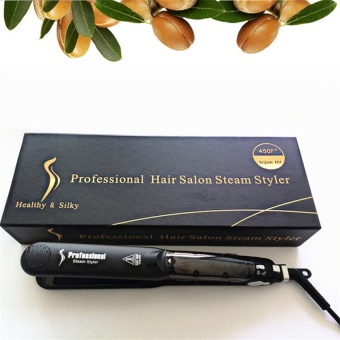 Professional Steam hair straightener Steam Flat Iron Ceramic PlateFast Start-Up and Therapeutic Smooth Hair Straightener with LockingSwitch--Black - intl Professional Steam hair straightener Steam Flat Iron Ceramic PlateFast Start-Up and Therapeutic Smooth Hair Straightener with LockingSwitch--Black - intl