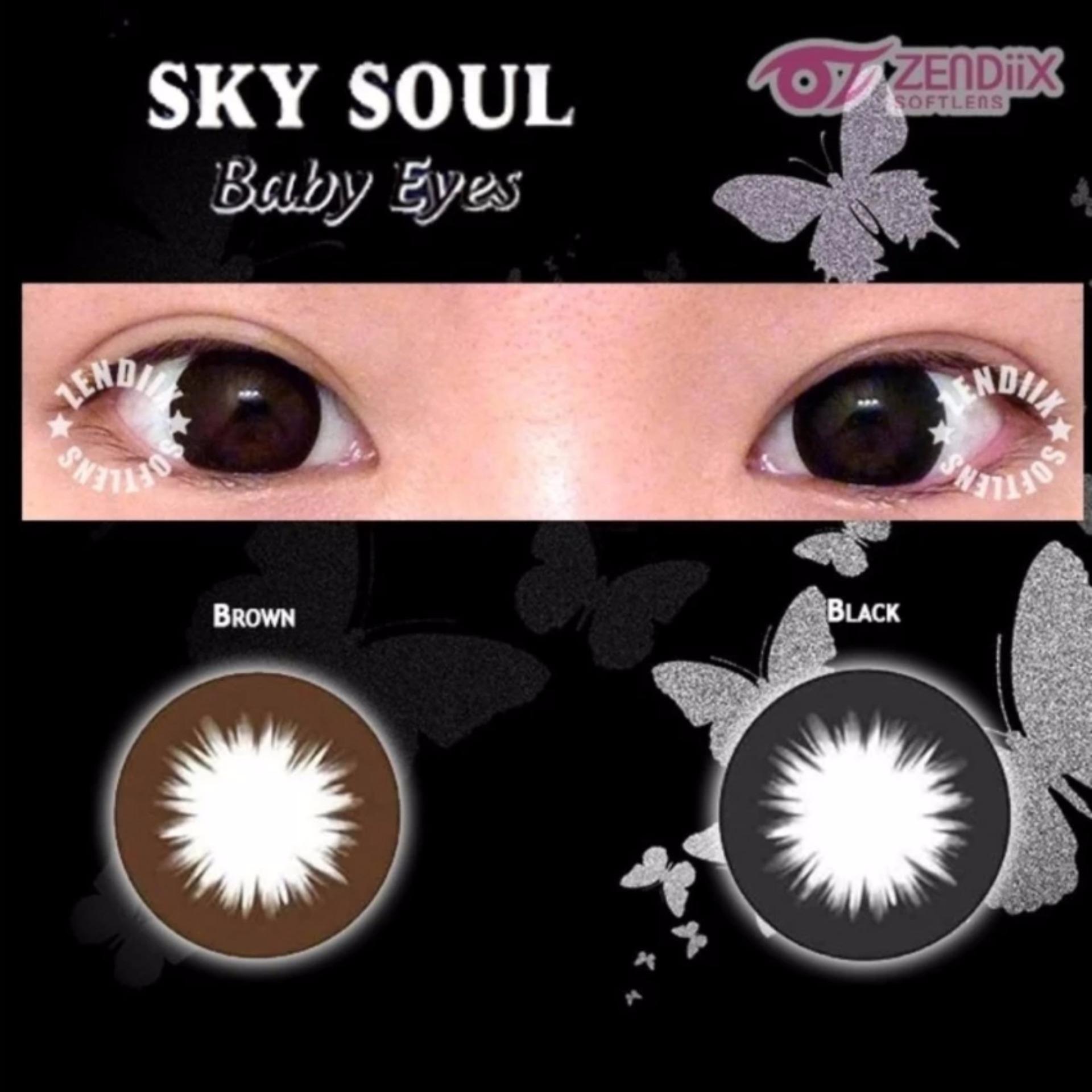 Sky Soul Baby Eyes Softlens - Black + Gratis Lenscase + Cairan 60ml .