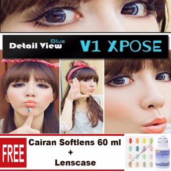 Gambar V1 Expose Softlens   Blue Free Lenscase + Cairan 60ml