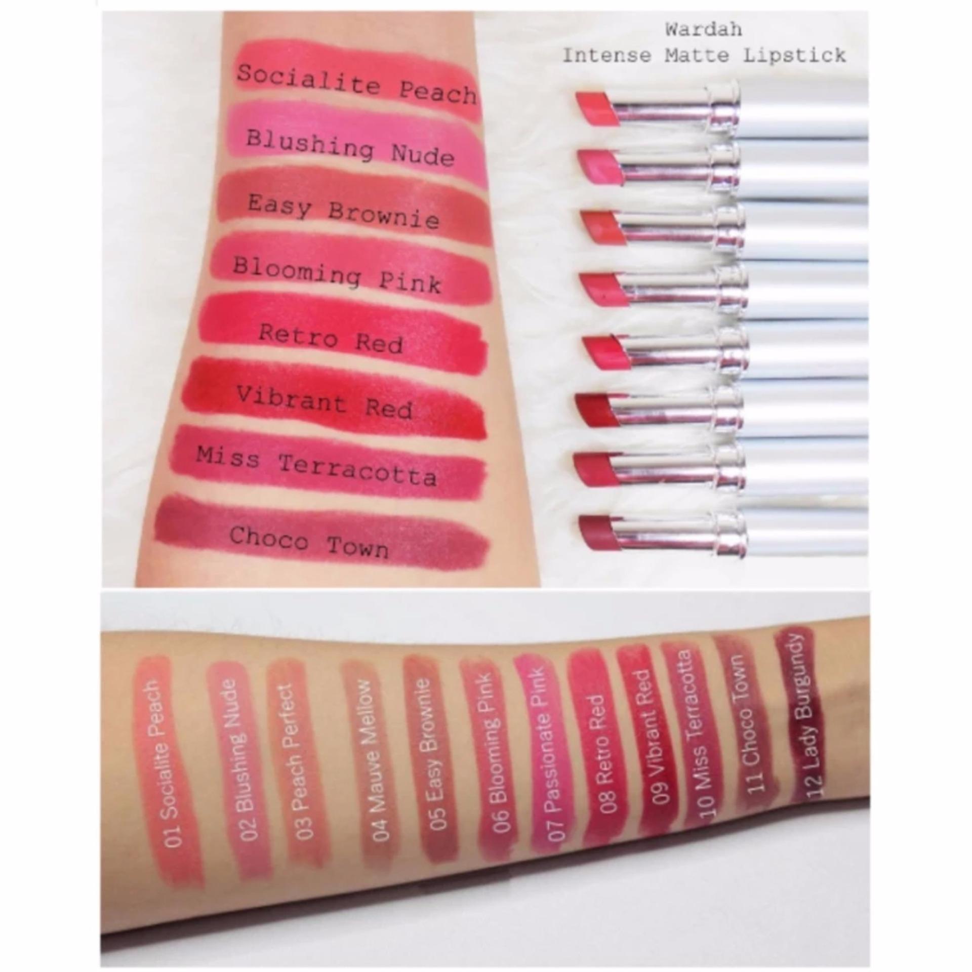 Wardah Intense Matte Lipstick 07 Passionate Pink 25gr Spec dan Wardah Intense Matte Lipstick 05 Easy Brownie