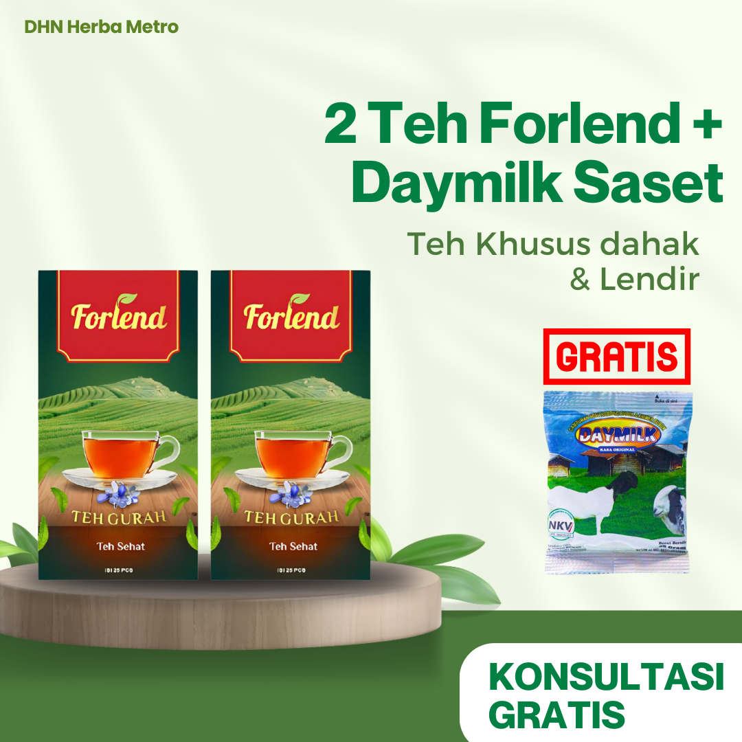 Forlend Teh Gurah Original - Bantu Hilangkan Gurah dan Lendir - 2 box free daymilk sachet