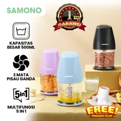 SAMONO 180W Food Chopper Turbo Multifungsi 500ML Food Processor Penggiling Daging Food Graded 2 Mata Pisau SW-C180