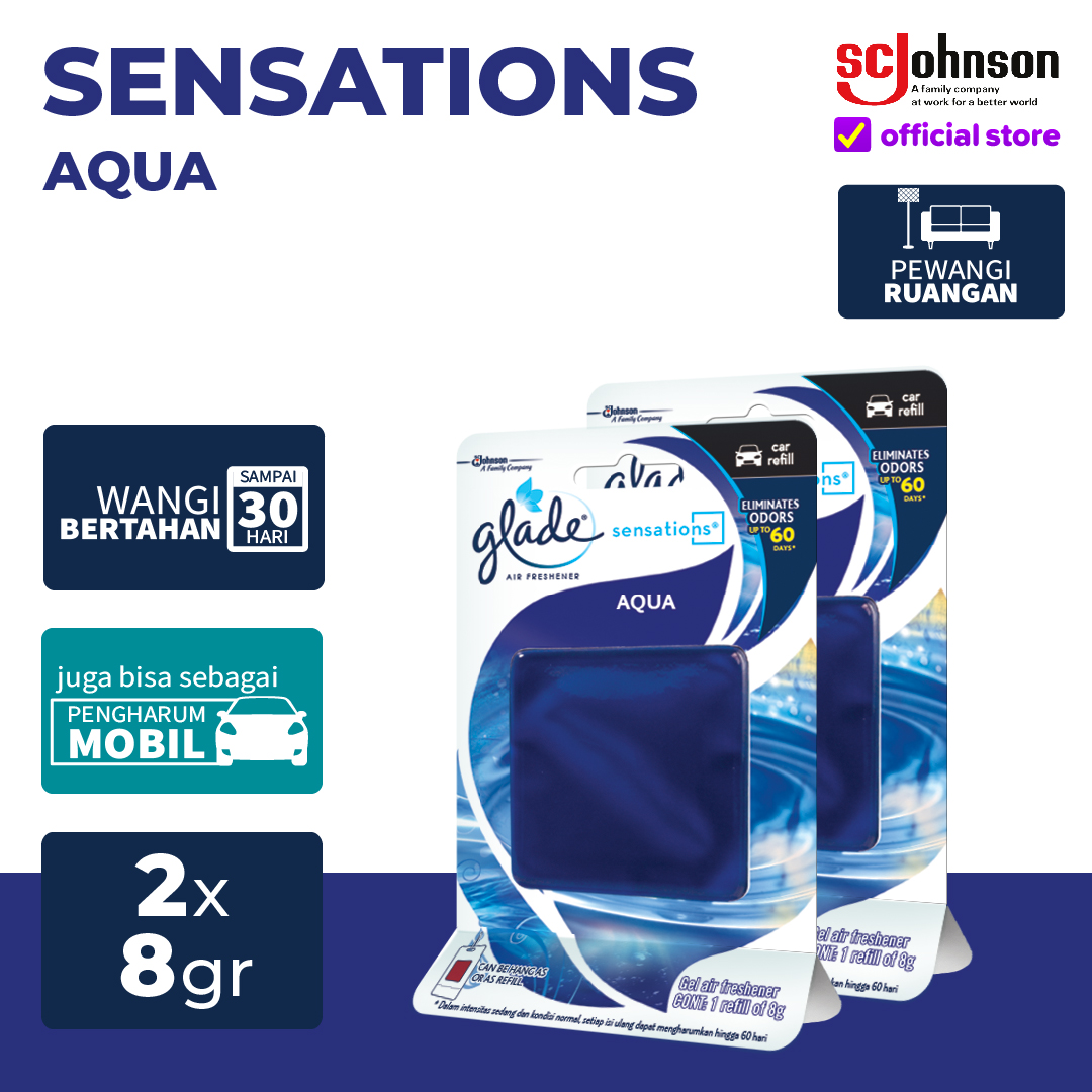 [Dapat 2 pcs] Glade Sensations Refill Aqua 8gr Harga 38,340 rupiah*Gratis Ongkir