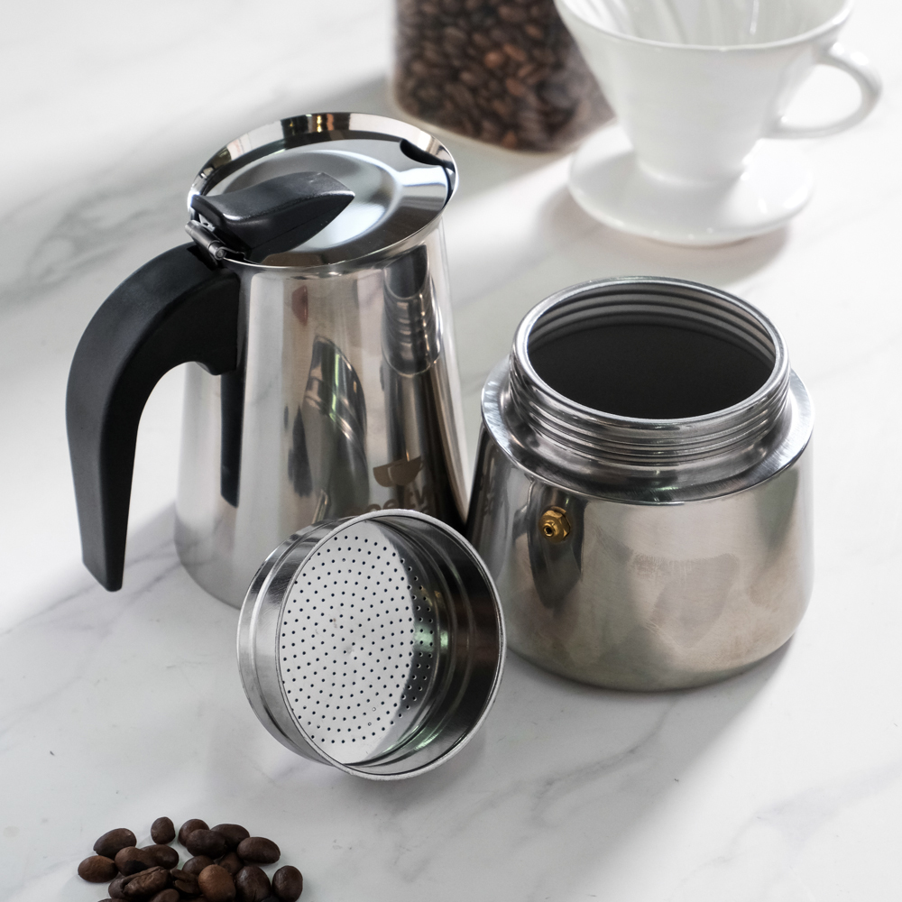 One Two Cups Teko Kopi Espresso Coffee Maker Moka Pot 450ml 9 Cup - Z20 - Silver