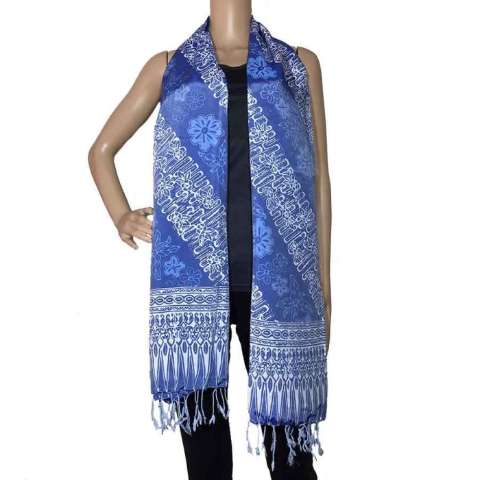 Syal batik Scraf Batik Selendang Batik Pashmina Batik Biru Parang