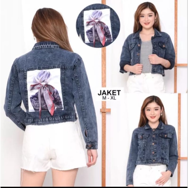 Jaket jeans store crop top