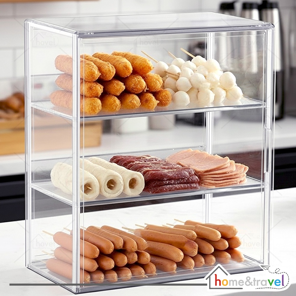 Hovelshop Acrylic Rack for Selling Fried Foods, Snacks, Bazzar Food Display Box, 2 3 Layers, Shatterproof, Portable Harga  118,999 rupiah*Gratis Ongkir