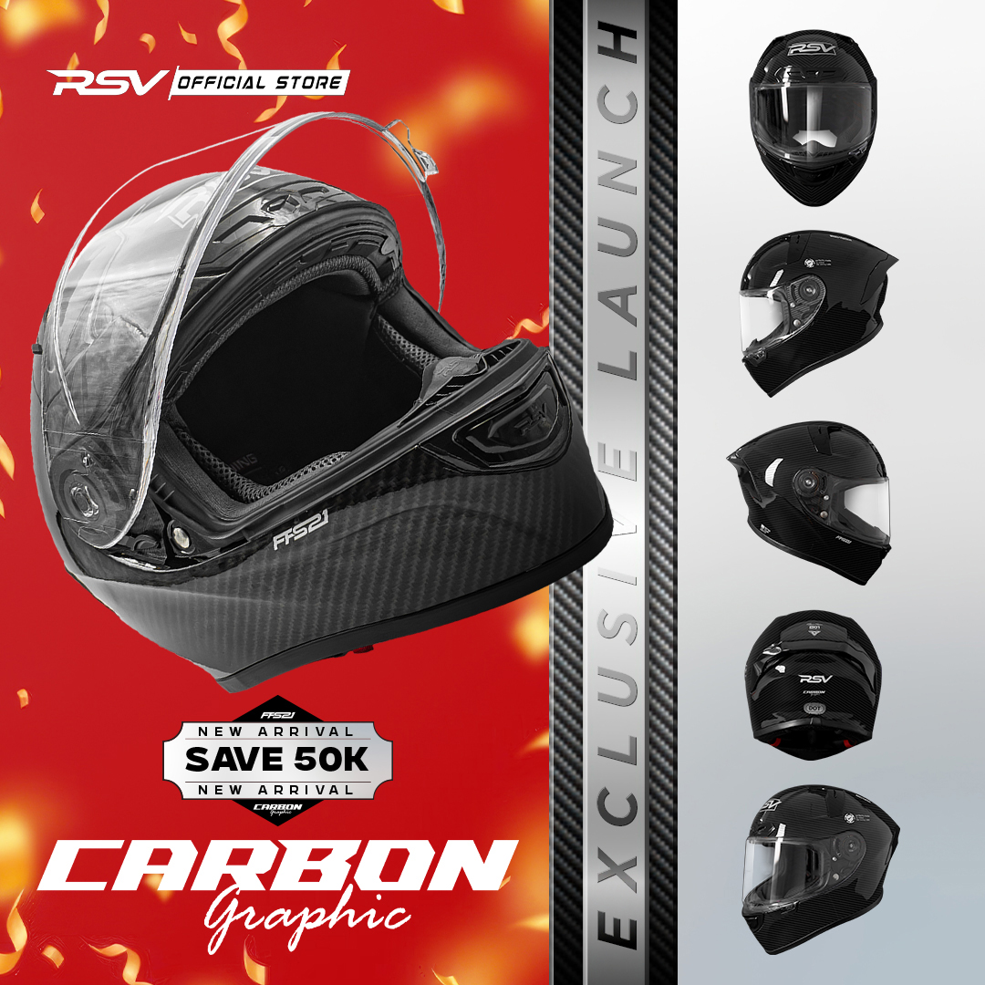 Rsv Ffs21 Helmet with Carbon Graphic Full Face Design - Exclusive Launching Harga 749,000 rupiah*Gratis Ongkir