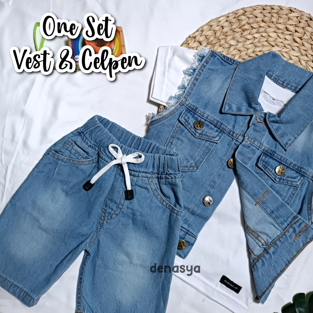 SETELAN JEANS ANAK LAKI-LAKI/ CELANA PENDEK ANAK/ ROMPI JEANS ANAK Usia 1-8 Tahun Harga 102,500 rupiah*Gratis Ongkir