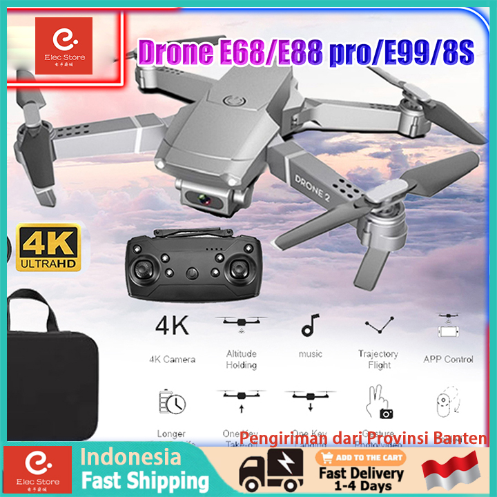 RC Drone E68 Pro 4K Dual Kamera Avoid Obstacles WIFI FPV Fotografi Udara Helikopter Foldable Quadcopter Drone Mini Drone Murah Asli 1 Baterai Berbagai Aksesoris Dapat Dilipat Drone Mainan Drone