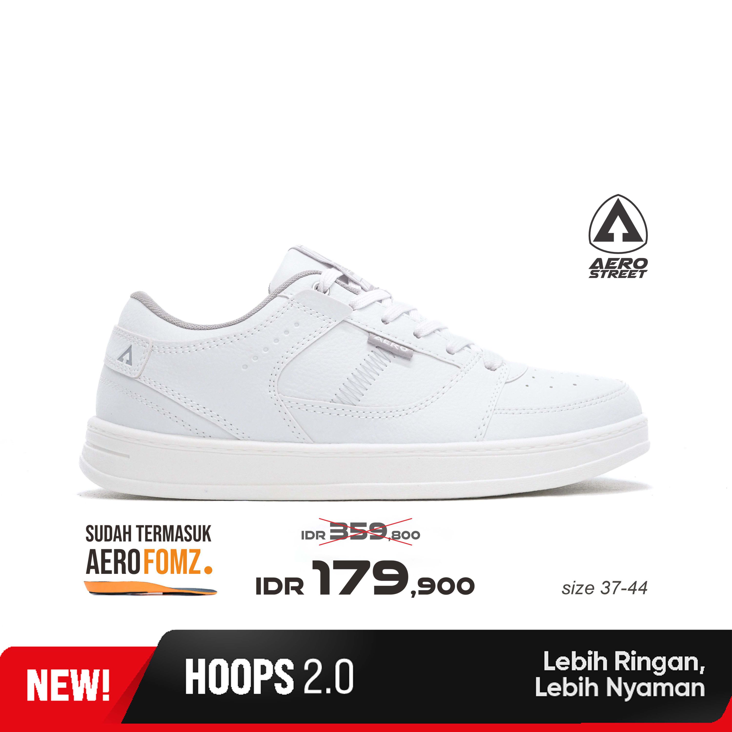 Aerostreet 37-44 Hoops Low 2.0 Putih Abu Muda Putih - Sepatu Sneakers Casual Harga 179,900 rupiah*Gratis Ongkir
