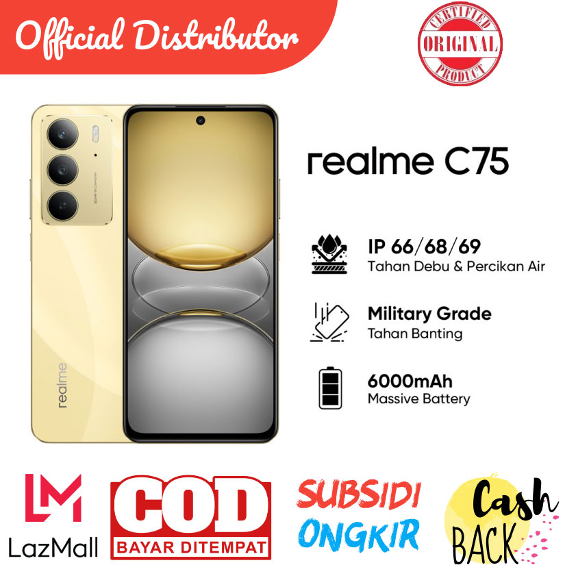 REALME C75 8/256 vs 8/128 GB - IP 66/68/69 TAHAN DEBU DAN PERCIKAN AIR - MEDIATEK HELIO G92 - 6000mAh MASSIVE BATTERY Harga  1,583,010 Ringgit*Penghantaran Percuma