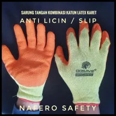 Sarung Tangan Kombinasi Katun Karet Latex Grip Anti Slip GOSAVE