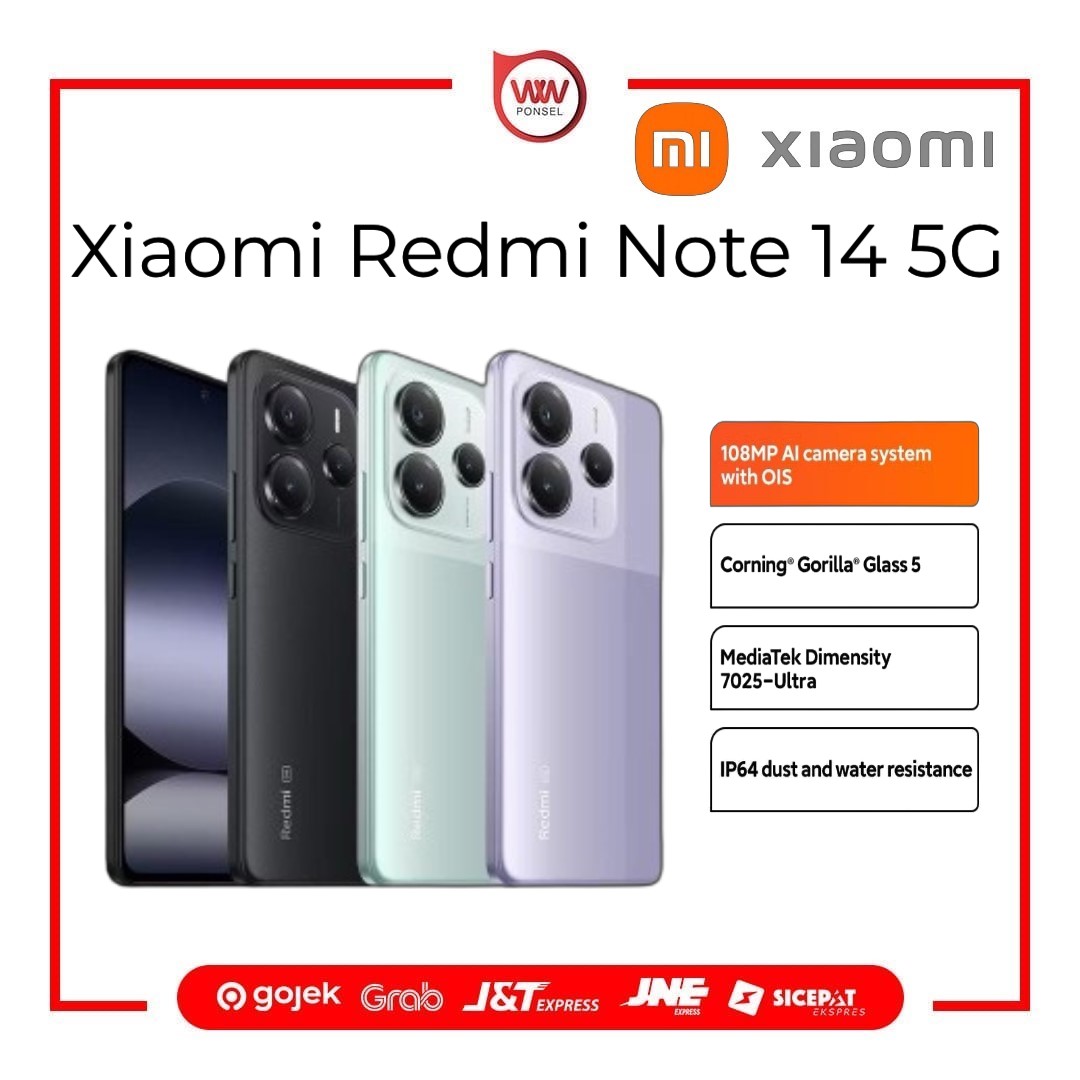 Hp Xiaomi Redmi Note 14 5G Ram 12GB Internal 512GB Garansi Resmi Harga 3,799,000 rupiah*Gratis Ongkir