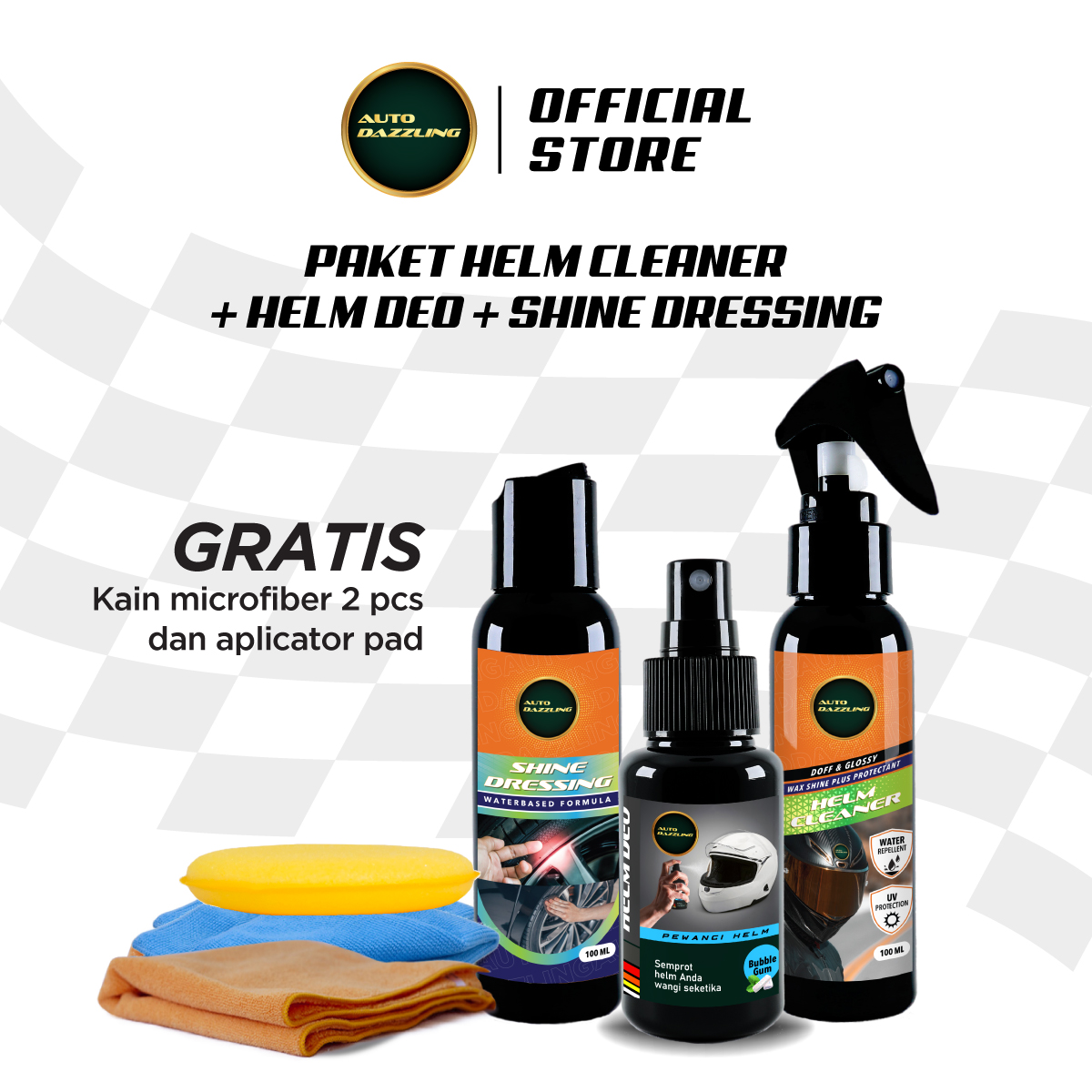 Auto Dazzling Paket Perawatan Helm & Motor Lengkap Bonus Semir Ban Harga 84,000 rupiah*Gratis Ongkir