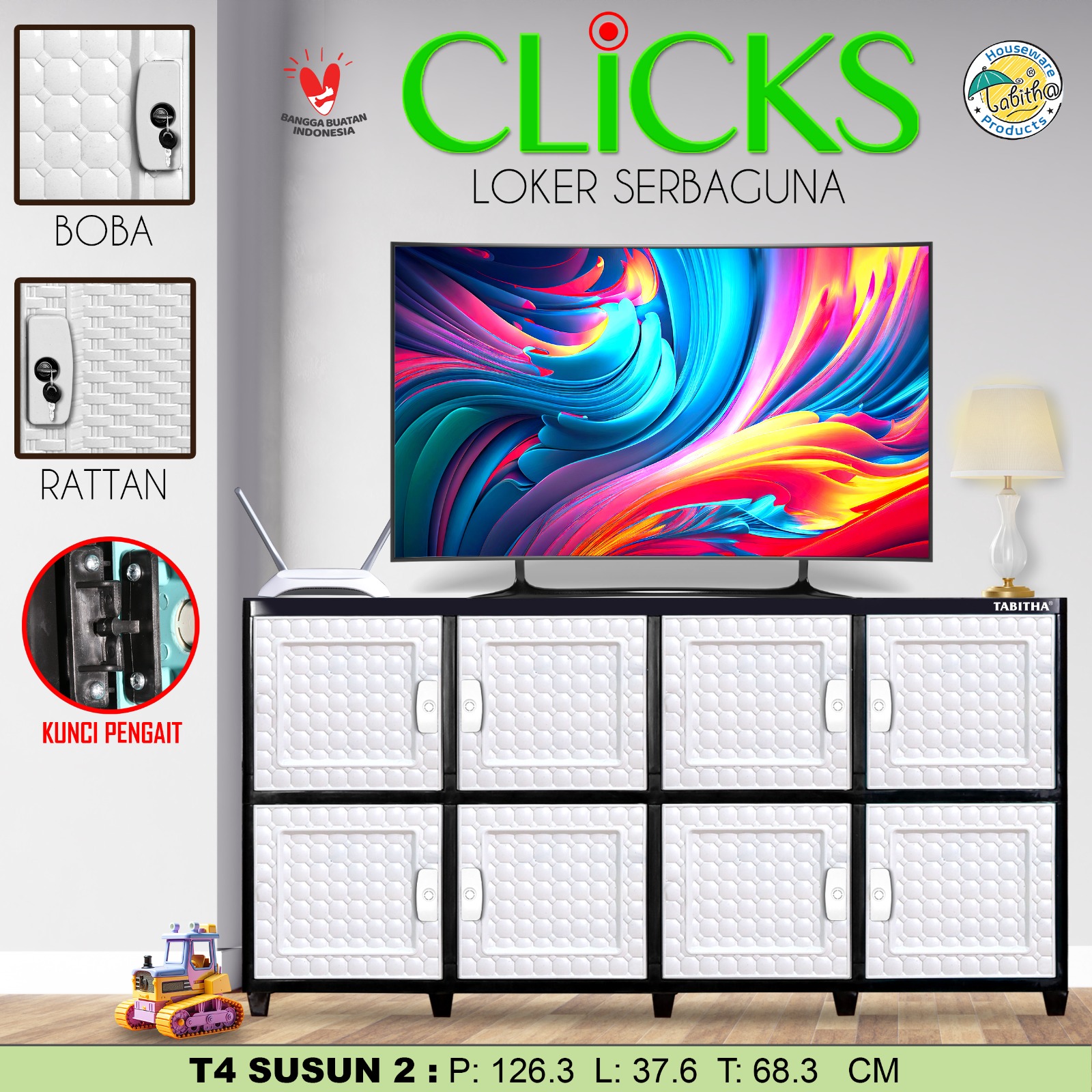 Tower 4 - Plastic Wardrobe Tabitha Clicks Locker Box Susun 2 [Tabbox] Harga 250,000 rupiah*Gratis Ongkir