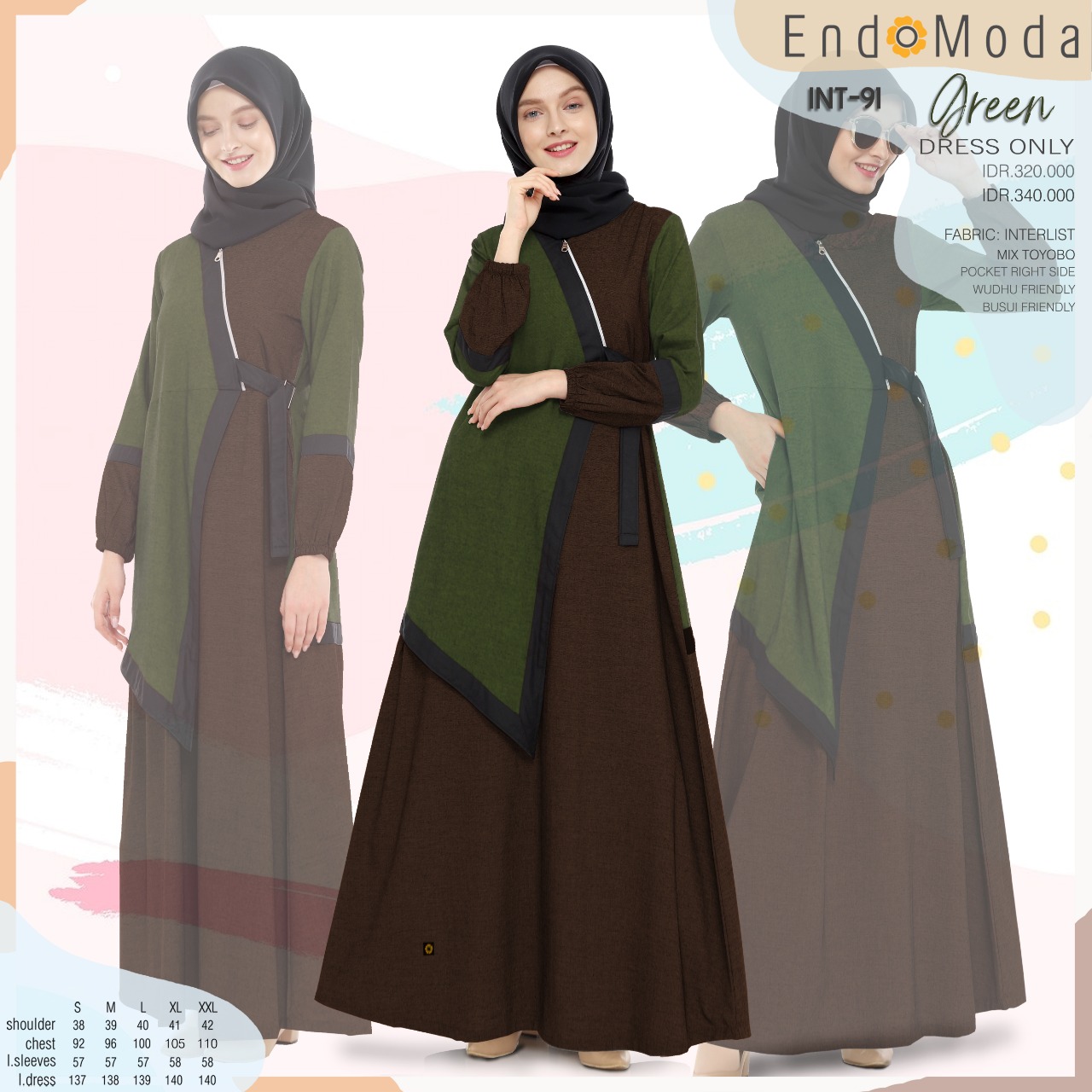 Gamis Muslimah Endomoda Int 91 Green Lazada Indonesia