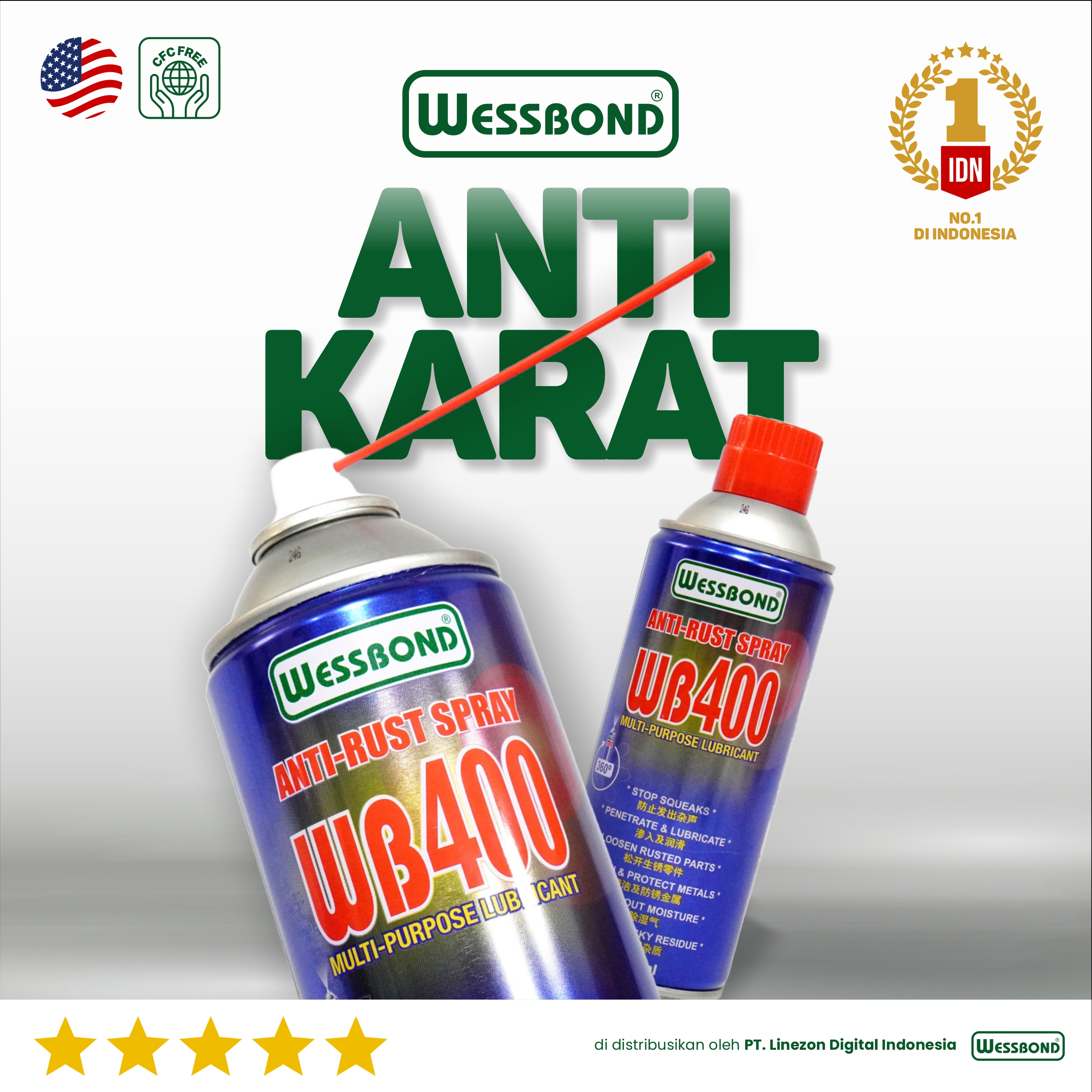 WESSBOND Spray Anti Karat WB-400 400ML / pelumas anti karat / perontok karat logam Harga 56,000 rupiah*Gratis Ongkir