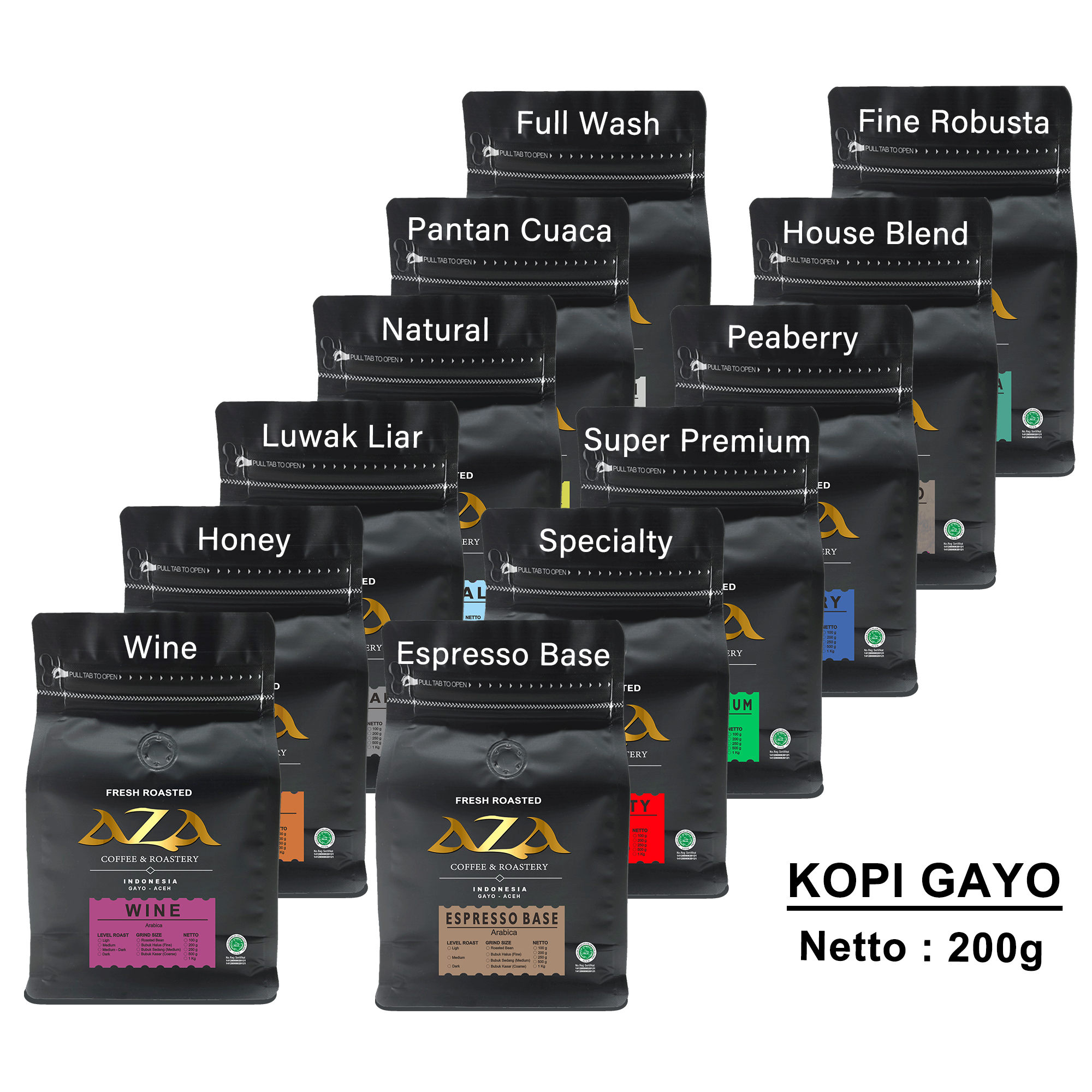 Kopi Arabica Robusta Aceh Gayo Coffe 200g Biji dan Bubuk AZA Coffee Beans