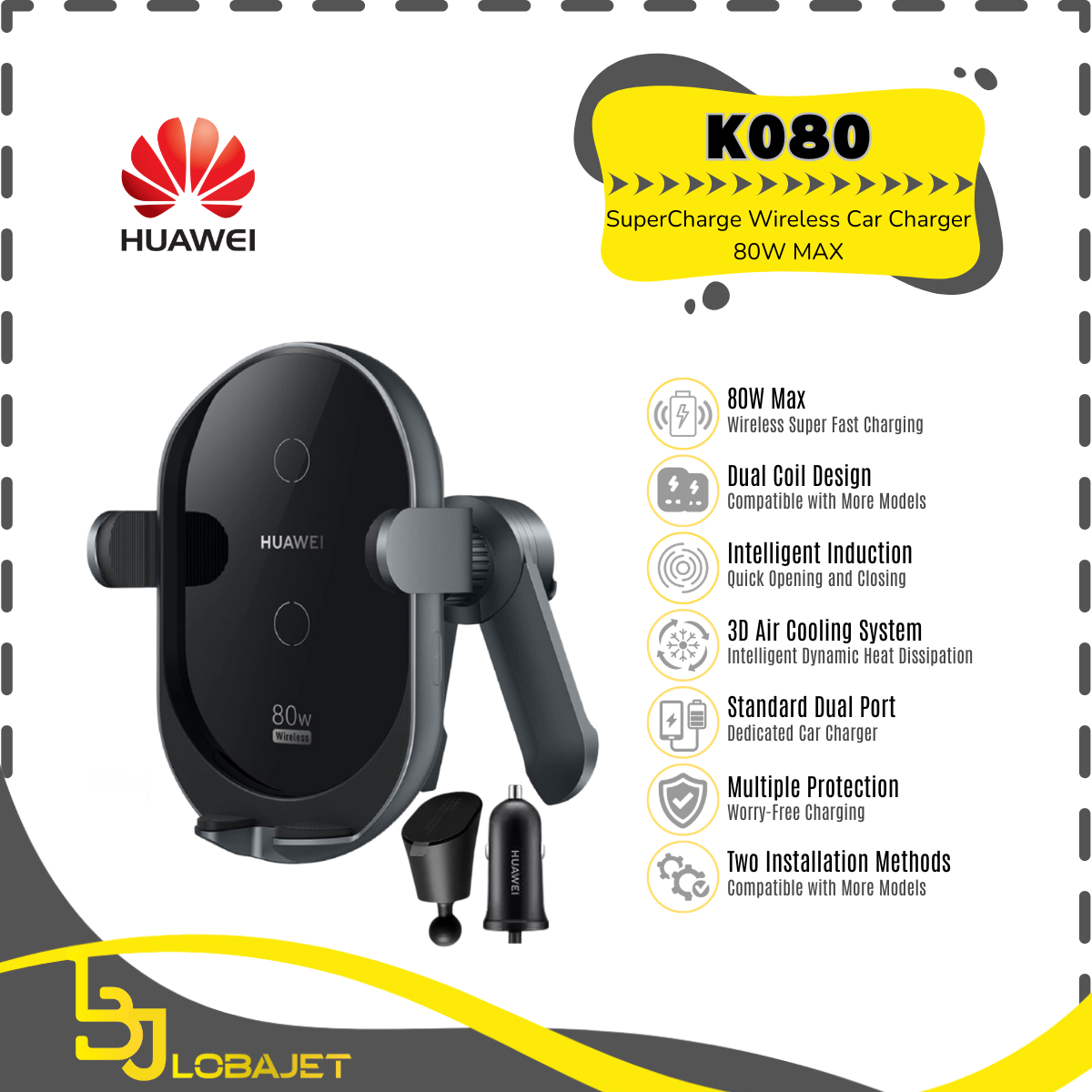 Huawei SuperCharge wireless car charger 80W max-k080-super fast charge wireless car charger Harga 1,407,830 rupiah*Gratis Ongkir