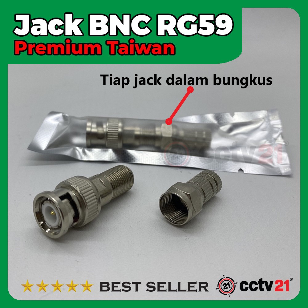 	 Konektor Connector Jack Bnc Drat Rg59 Premium Taiwan Dalam Bungkus Cctv21 	