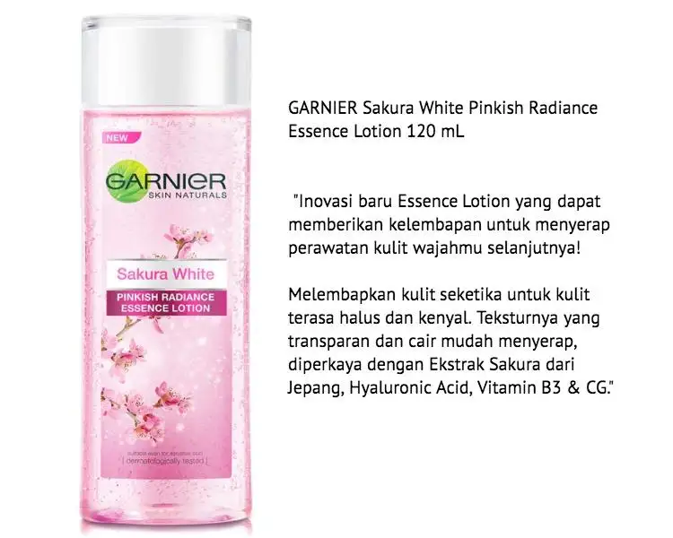 120ml Garnier Sakura White Pinkish Radiance Essence Lotion Skin Care Lazada Indonesia