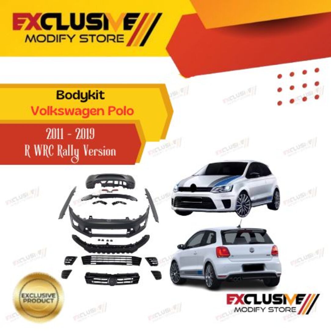 Volkswagen Polo (2011 - 2019) bodykit upgrade R WRC body kit rally style plastic pp (import) material Harga 17,000,000 rupiah*Gratis Ongkir