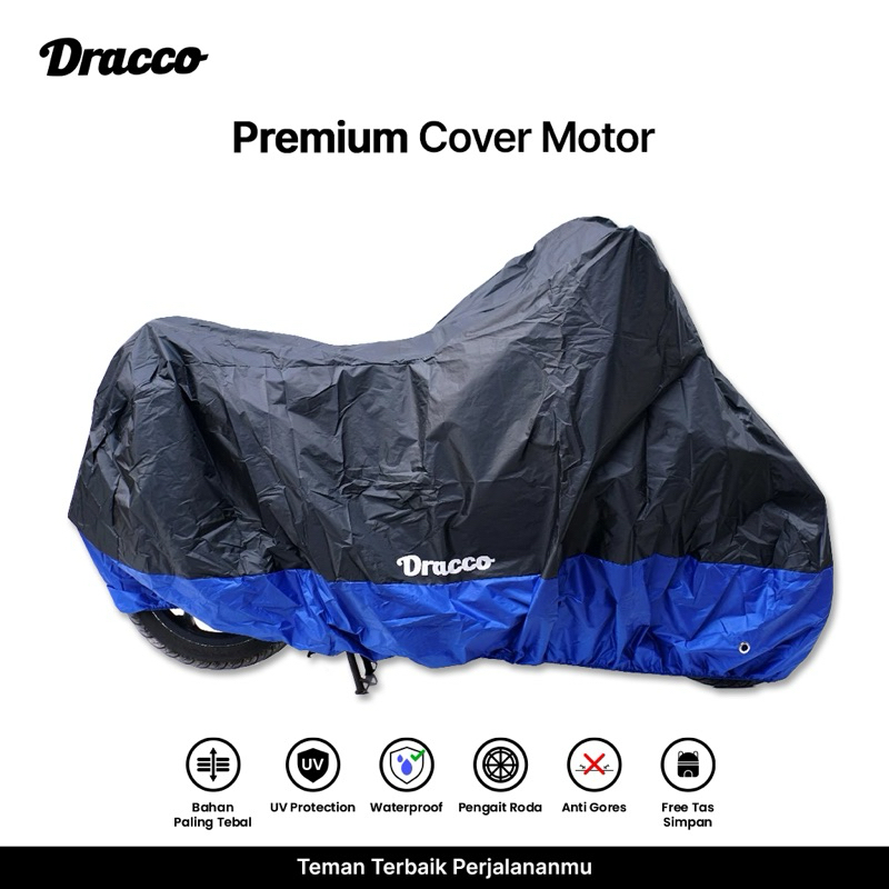 DRACCO sarung motor waterproof ada lubang gembok pengait roda tebal bonus tas simpan-hitam biru Giá 89,790 Đồng*Miễn phí vận chuyển
