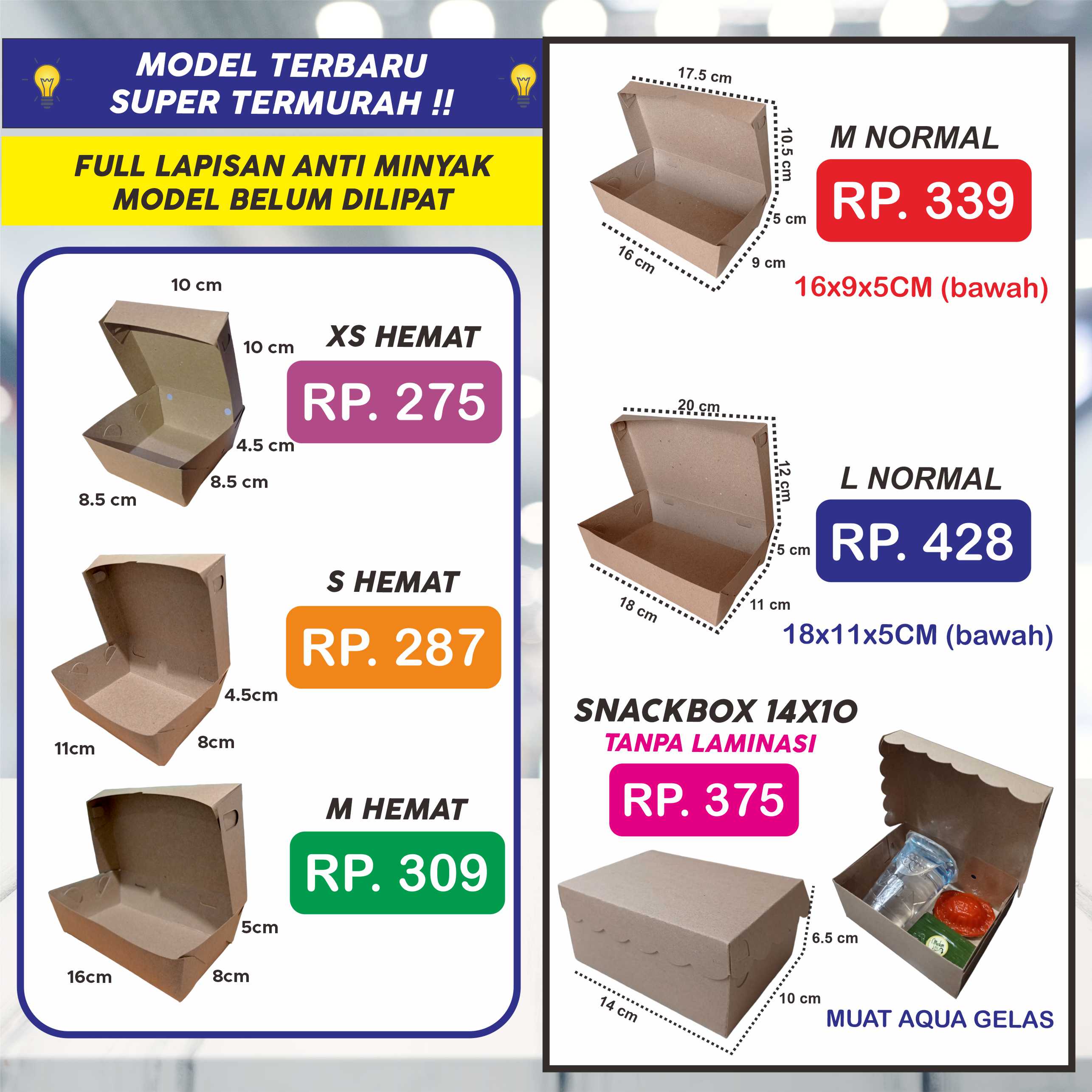 Lunch Box Paper / Lunch Box / Chocolate Kraft Box for Takeaway / Rice Box / Rice Box Harga  14,450 rupiah*Gratis Ongkir
