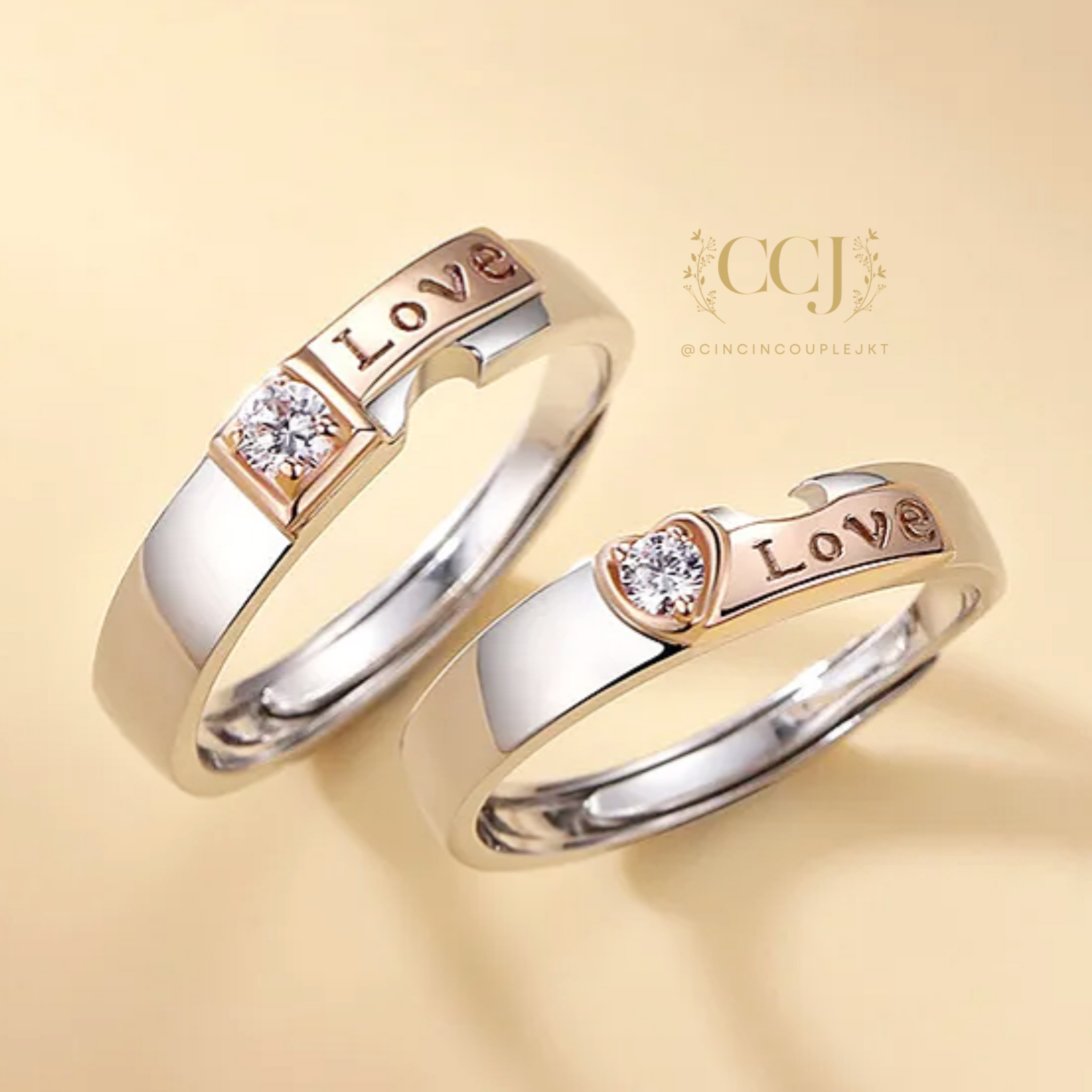 Cincin Couple Silver Adjustable S48 | Pasangan | Nikah | Lamaran | Hadiah | Tunangan 925 Perak | Akses…