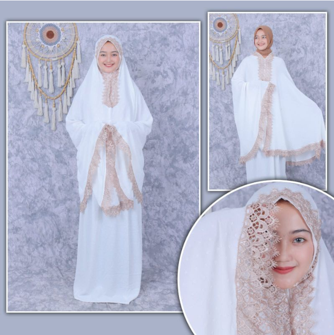 Mukena Dewasa 2in1 Resleting Ameera Renda Mewah Katun Free TAS Harga Termurah Kualitas Terjamin