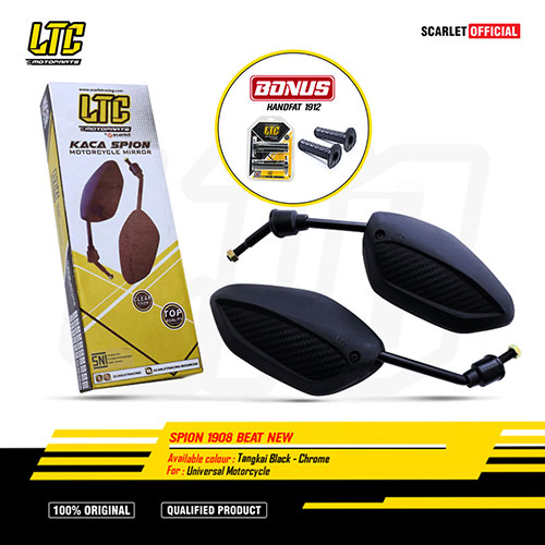 Ltc - Bundling Rearview Mirror Beat New Carbon Standard 1908 + Handfat 1912 Black Harga 41,250 rupiah*Gratis Ongkir