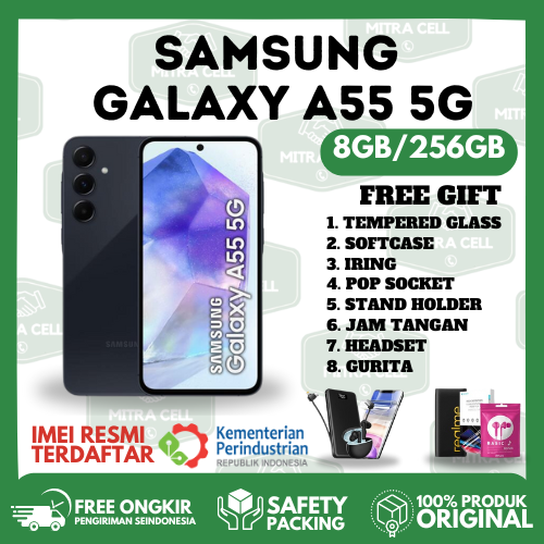 Samsung Galaxy A55 [5G] [NFC] 8GB+256GB - 7.6" FHD+ Layar AMOLED Berwarna Sejati Harga 4,529,000 rupiah*Gratis Ongkir