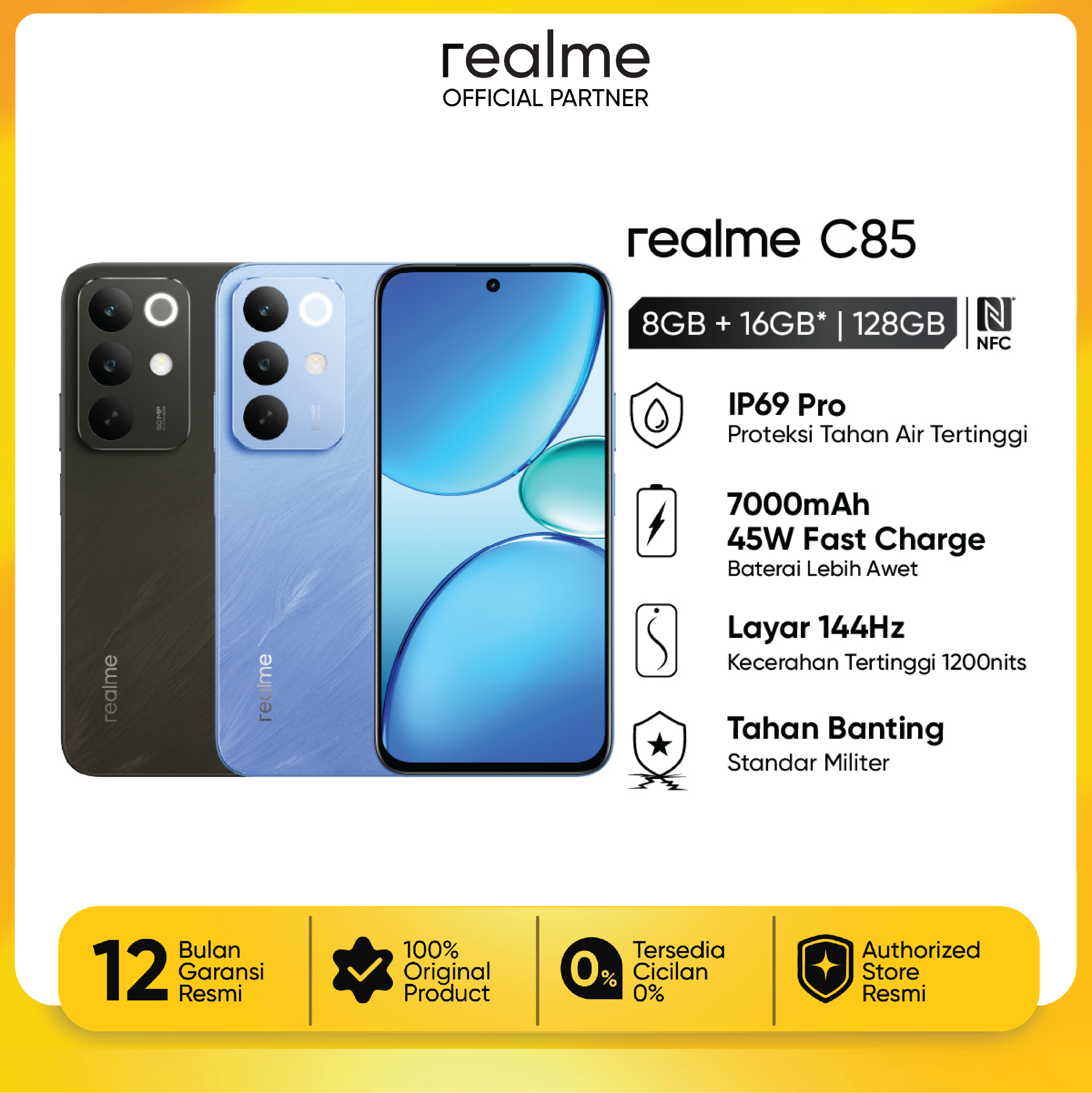 Realme C85 8Gb+128Gb | 7000Mah Battery | 50m Ai Camera | | Ip69 Waterproof | 50Mp Ai Camera Giá 2,799,000 Đồng*Miễn phí vận chuyển