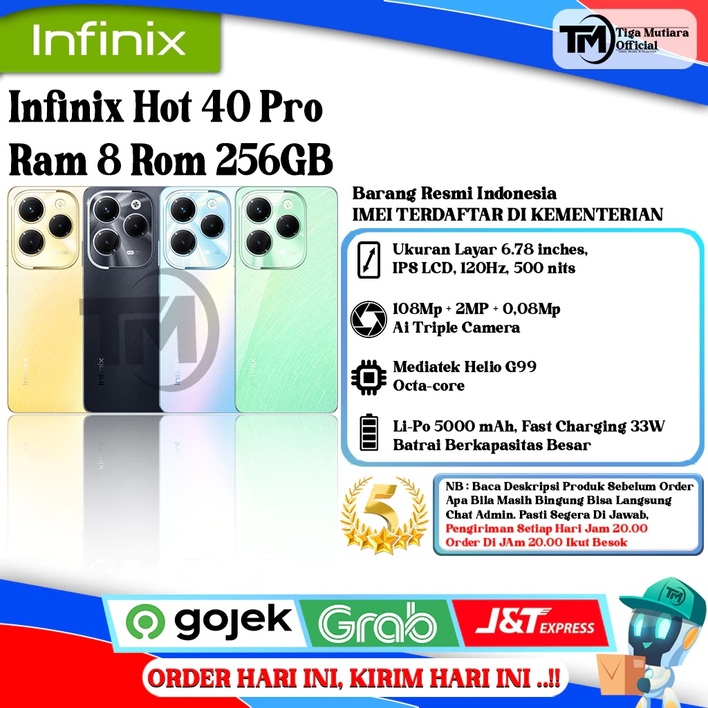 Infinix Hot 40 Pro Ram 8 Rom 256GB Giá 1,999,000 Đồng*Miễn phí vận chuyển